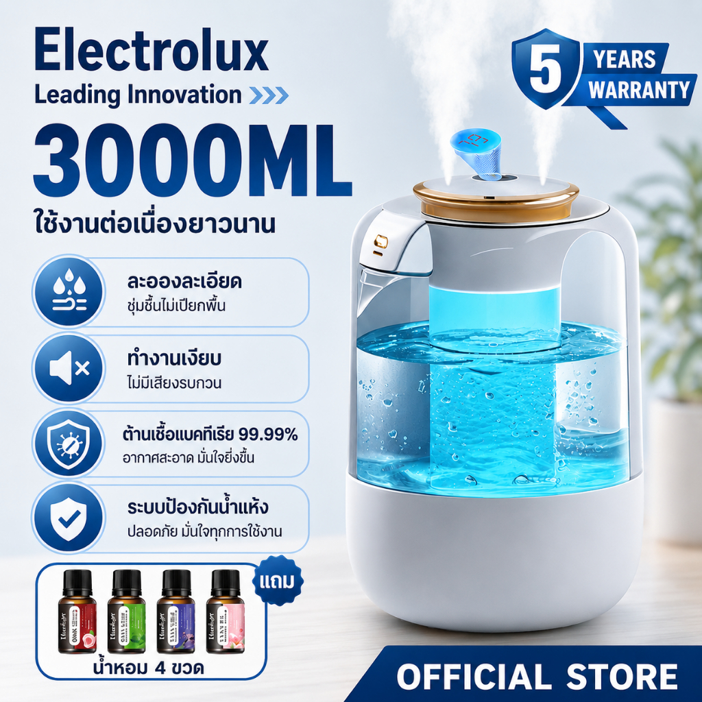 เครื่องพ่นอโรม่า เครื่องพ่น 3L ปริมาณหมอก2เท่า การตรวจจับความชื้น เพิ่มความชื้นอย่างบริสุทธิ์ เพิ่มอโรมาได้ Humidifier