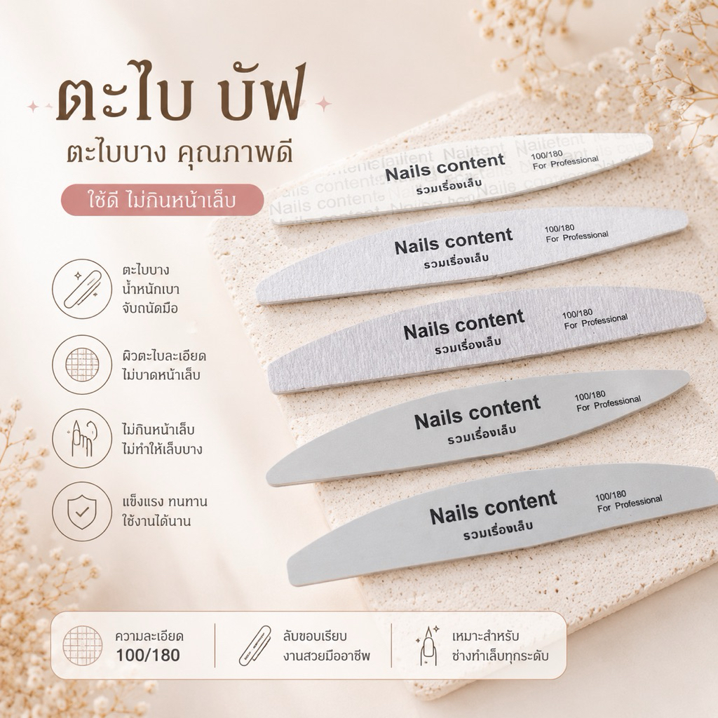 ตะไบ บัฟ ตะไบบาง Nails content ราคาต่อชิ้นนะคะ คมนาน ใช้ดีสุดๆ เนื้อดีมากๆ