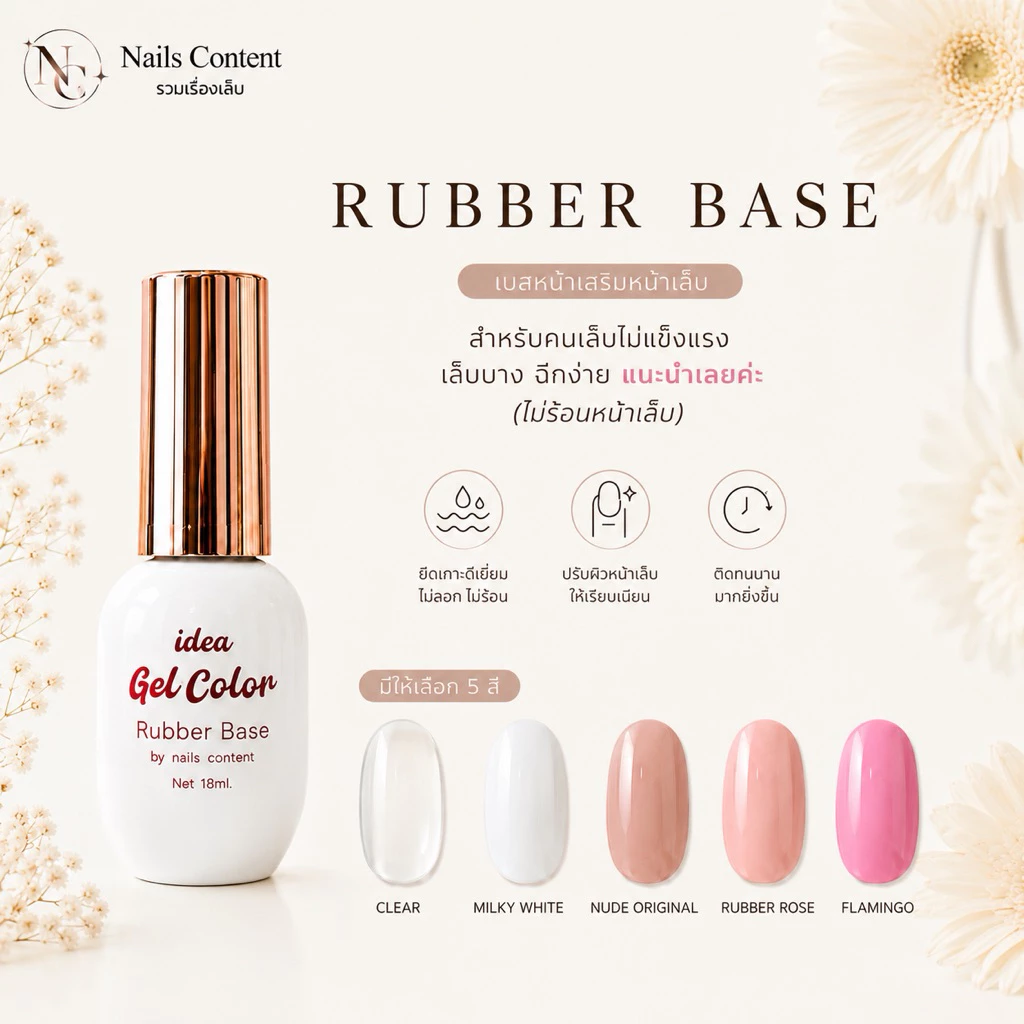 อุปกรณ์ทำเล็บ Idea Rubber base เบสหนาเสริมหน้าเล็บ สำหรับคนเล็บไม่แข็งแรง เล็บบางฉีกง่าย แนะนำเลยค่ะ (ไม่ร้อนหน้าเล็บ)