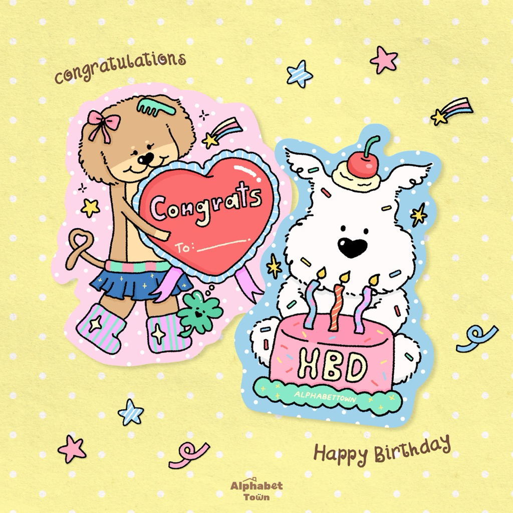 Alphabet town postcard / การ์ด Happy birthday , Congrats