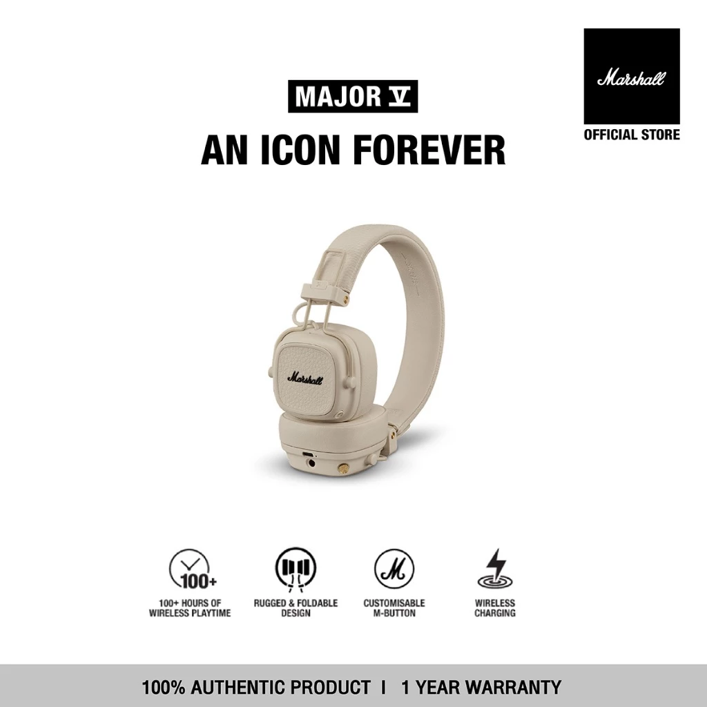 [NEW COLOUR] MARSHALL Major V bluetooth Cream - หูฟังบลูทูธ หูฟังครอบหู หูฟังไร้สาย
