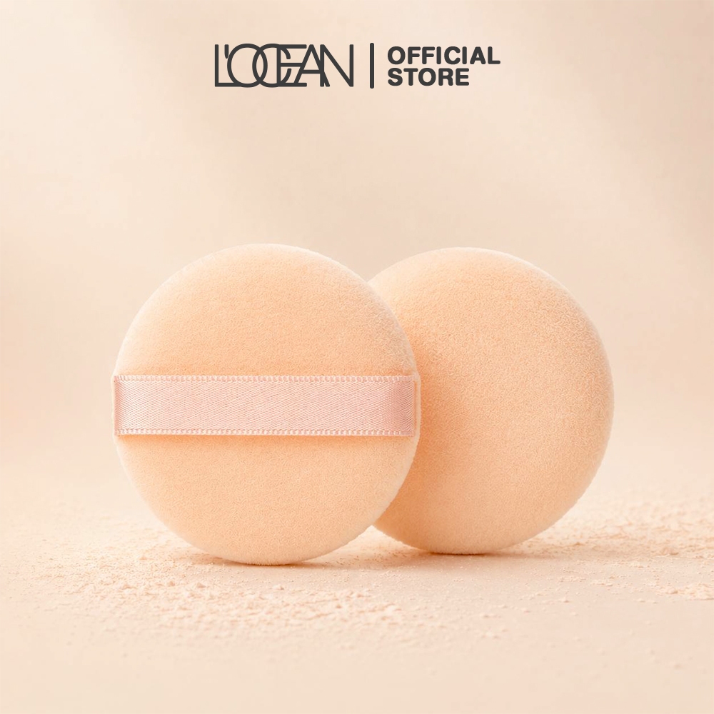 [2ชิ้น] L'OCEAN Powder Flocking Puff พัฟแป้งฝุ่นอัดแข็ง แป้งรองพื้น เนื้อฟลอคกิ้งช่วยให้แป้งดูฟูนวล