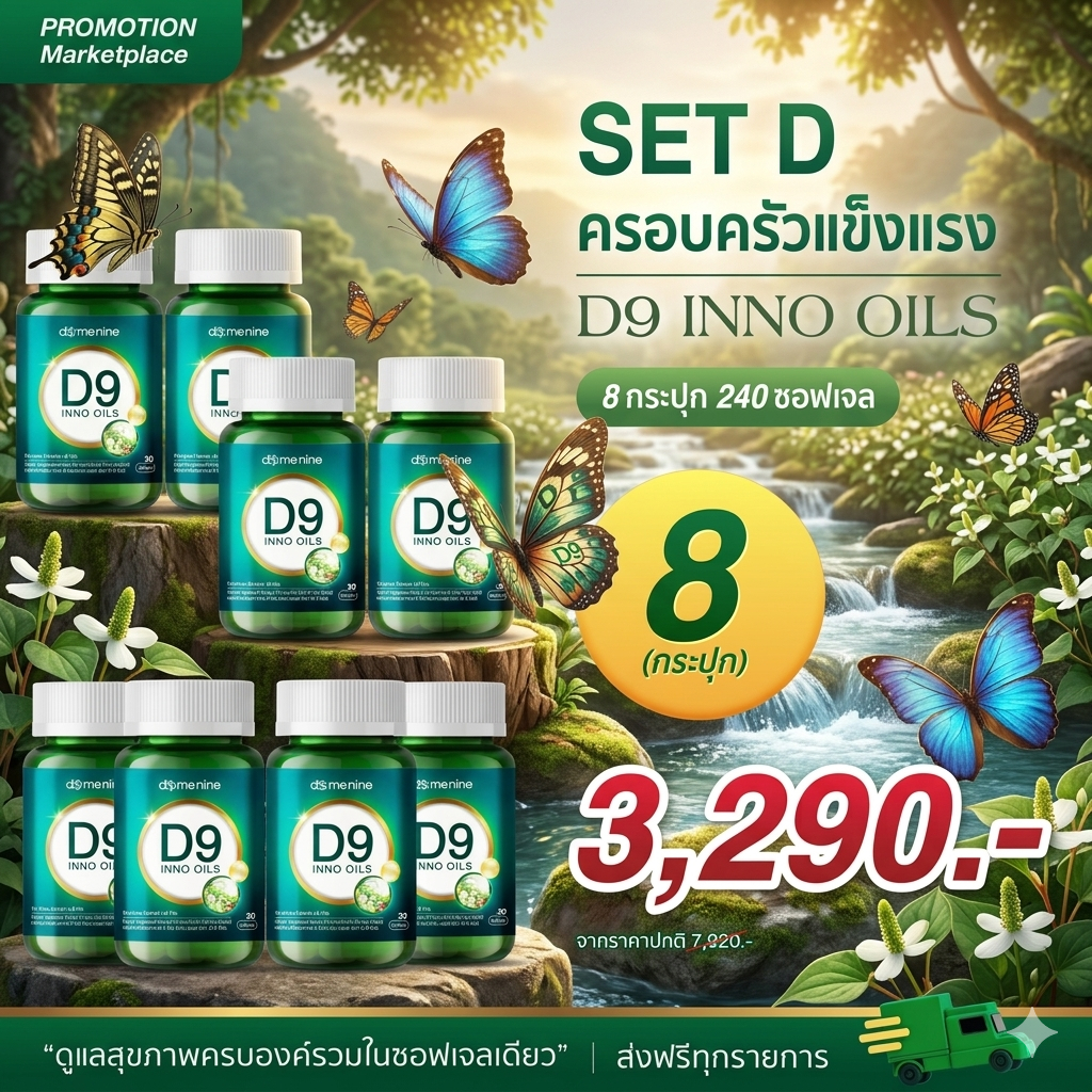 D9 Inno Oils ผลิตภัณฑ์อาหารเสริม น้ำมันสกัดพลูคาว เสริมภูมิคุ้มกัน 1 กระปุก บรรจุ 30 ซอฟเจล