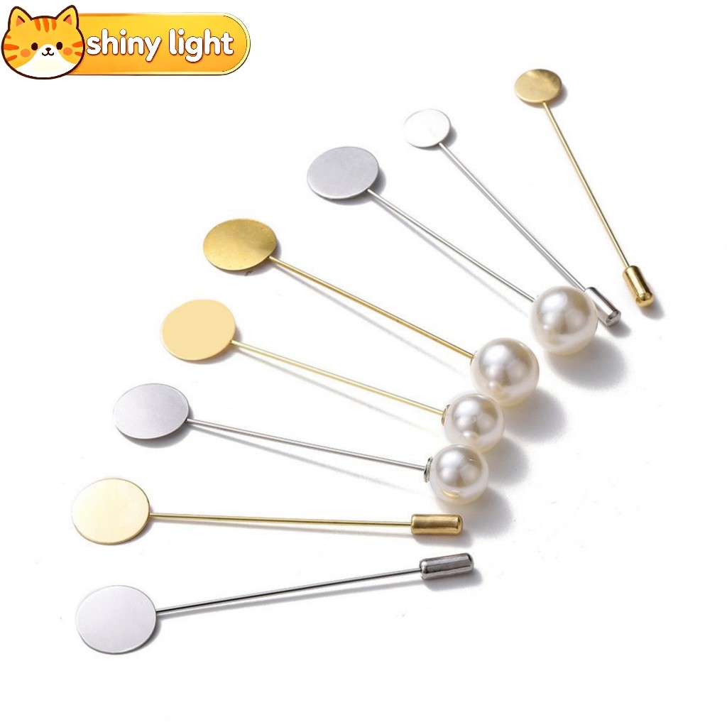 เข็มกลัดมุกเทียมสีทองเงิน 76 มม. พร้อมเข็มกลัดแบบง่าย 10 ชิ้นต่อชุด อุปกรณ์ DIY ทำเข็มกลัด เครื่องประดับ