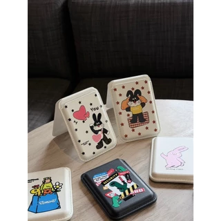 Oxygendog Wallet Magnetic สกีนลาย DD ซองใส่บัตรแบบหนัง ตั้งพับเก็บได้ สำหรับเคสมือถือที่เป็นแม่เหล็ก