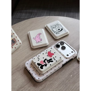 Oxygendog Wallet Magnetic สกีนลาย DD ซองใส่บัตรแบบหนัง ตั้งพับเก็บได้ สำหรับเคสมือถือที่เป็นแม่เหล็ก