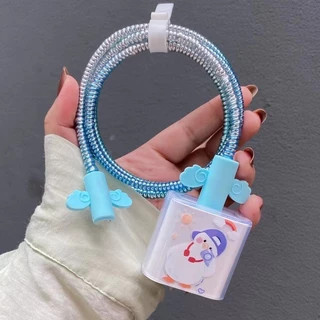 🔥 พร้อมส่ง🔥20W ชุดตกแต่งสายชาร์จลายการ์ตูน ที่ครอบหัวชาร์จ ที่ถนอมสายชาร์จ ลายการ์ตูนน่ารัก