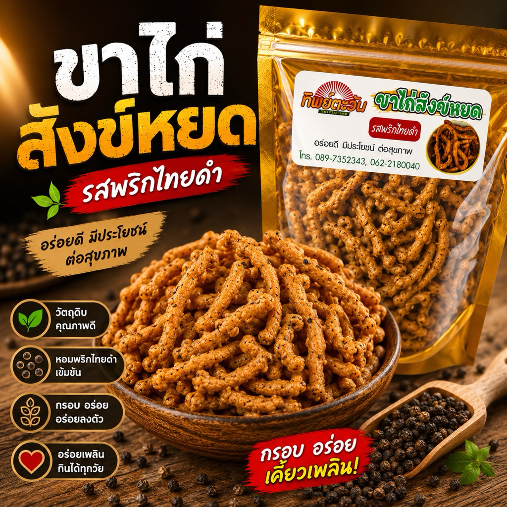 ขาไก่สังข์หยด กรอบ ไม่แข็ง เคี้ยวเพลิน 250 กรัม
