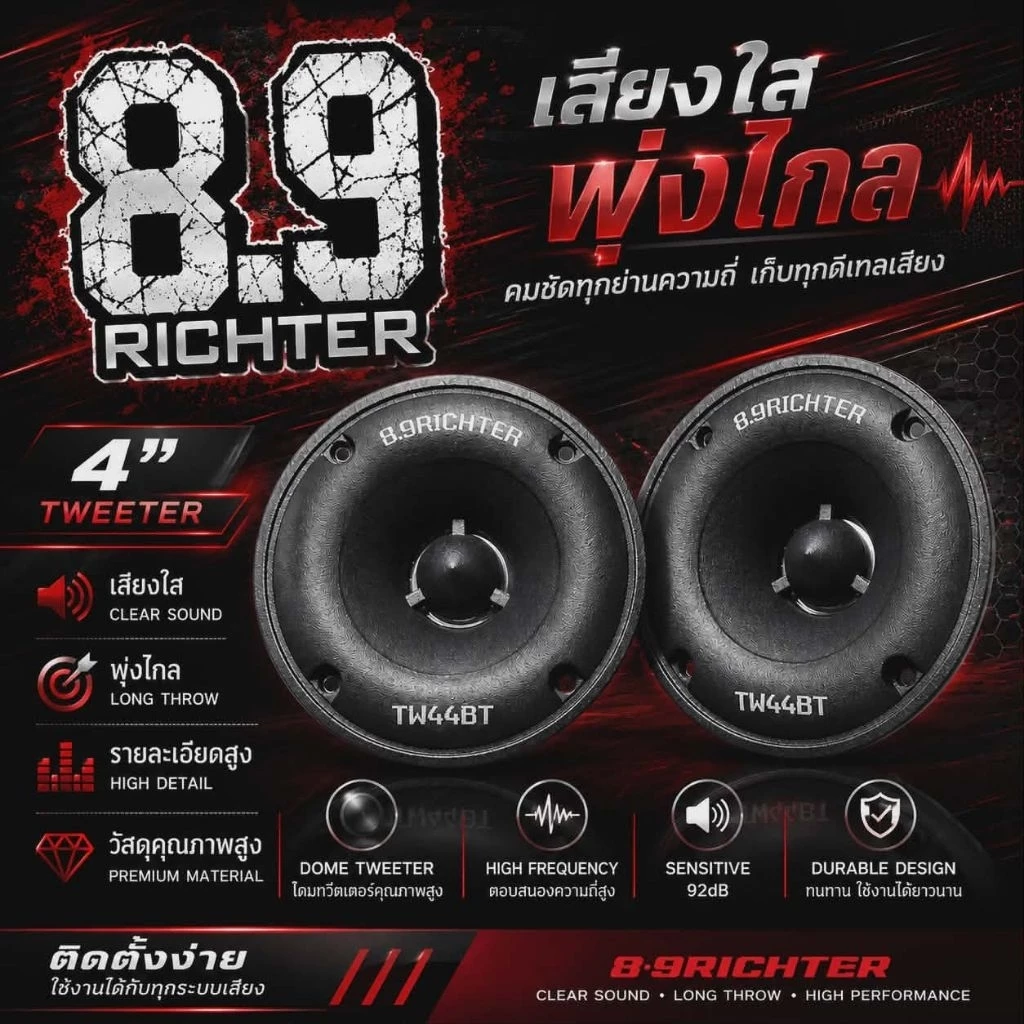 4"นิ้วเสียงแหลม8.9ริกเตอร์ของแท้💯ราคาต่อคู่ค่ะ(มีซีในตัว)🔥4โอม60วัตต์🔥