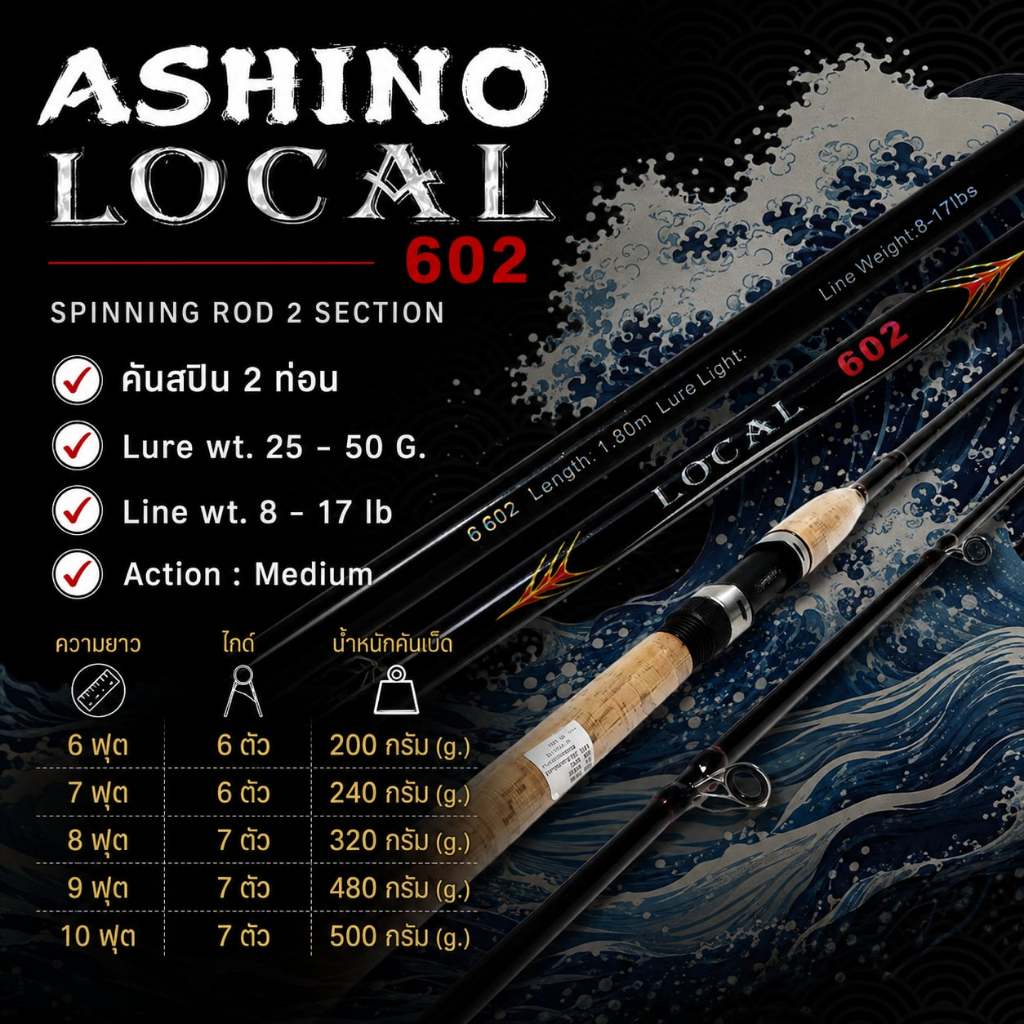 [พร้อมส่ง]คันเบ็ดตกปลา กราไฟท์ Ashino Local