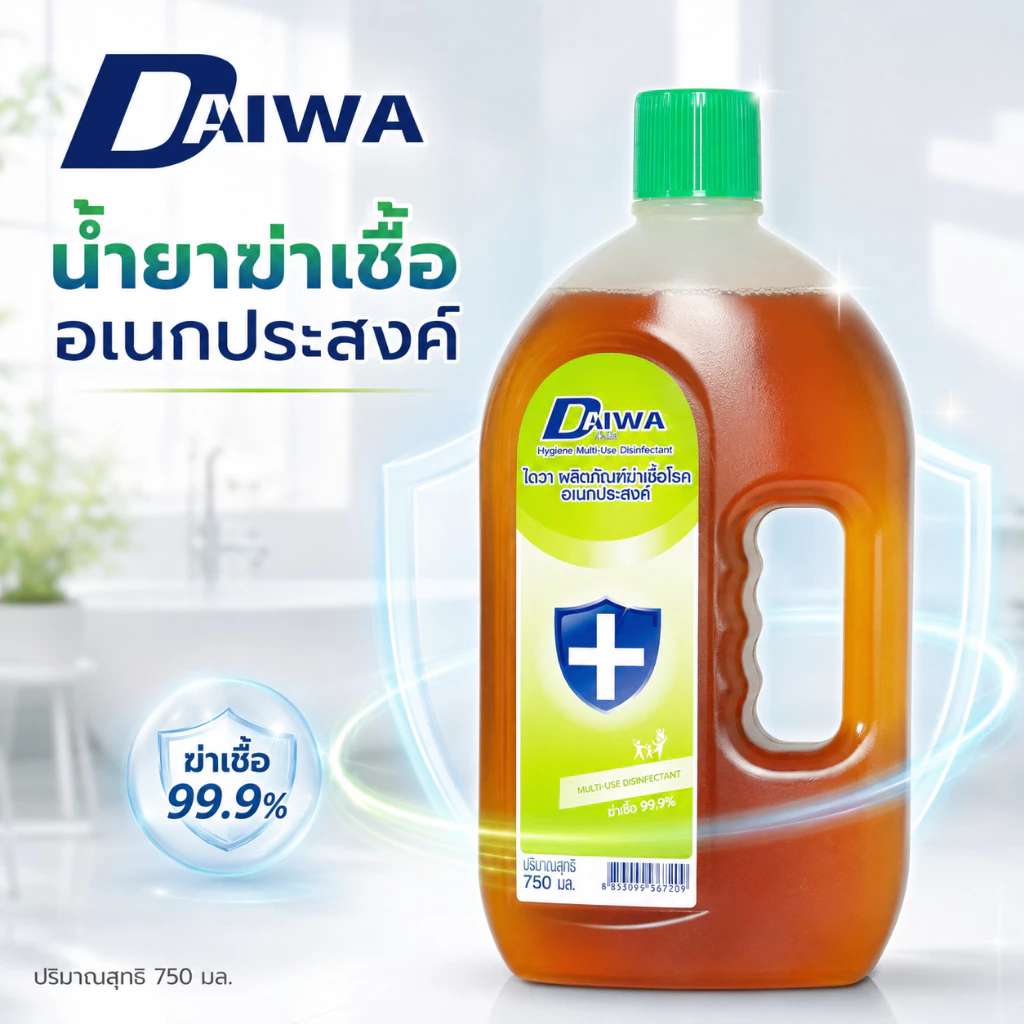 Daiwa ไดวา น้ำยาฆ่าเชื้อโรคอเนกประสงค์ 750 มล. ทำความสะอาดฆ่าเชื้อ 99.9%