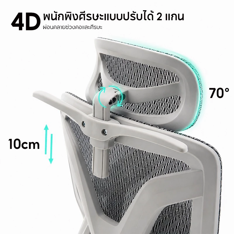 KUCADI เก้าอี้สุขภาพ Ergonomic Chair Office Chair  การรองรับส่วนเอวแบบ 3 โซน รับน้ำหนักได้ 200 กิโลกรัม [รับประกัน 5 ปี] thumbnail 6