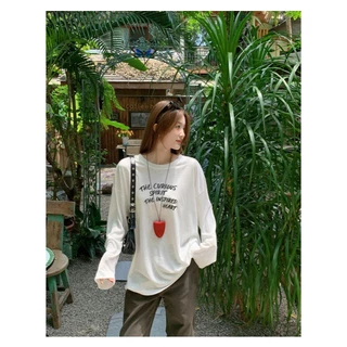เสื้อกันแดด สำหรับผูหญิง แขนยาวพิมพ์ลายอักษร เสื้อแขนยาวสไตล์เกาหลี น้ำหนักเบาและสวมใส่สบาย 🌷✨