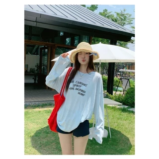 เสื้อกันแดด สำหรับผูหญิง แขนยาวพิมพ์ลายอักษร เสื้อแขนยาวสไตล์เกาหลี น้ำหนักเบาและสวมใส่สบาย 🌷✨