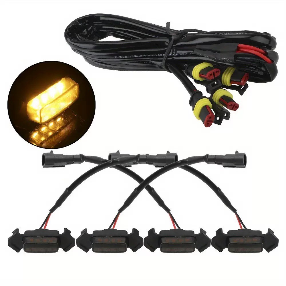 ไฟส่องกระจังหน้า 4PCS (สีเหลืองอำพัน) Daytime สำหรับรถ Ford F150 Raptor รถกระบะและรถออฟโรด 12V