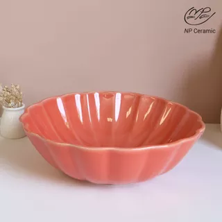 [ลดสูงสุด 80%] NP Ceramic จานเซรามิค จานเปลือกหอยสีแดงส้ม สวยหรูดูแพง