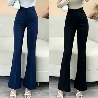 สไตล์เกาหลีใหม่ 4 สี สำหรับทำงานกางเกงขาบาน ผู้หญิง Flare pants เอวสูง กางเกงสบายๆ ไซส์ S-2XL ใส่สบาย กางเกงสูท Casual