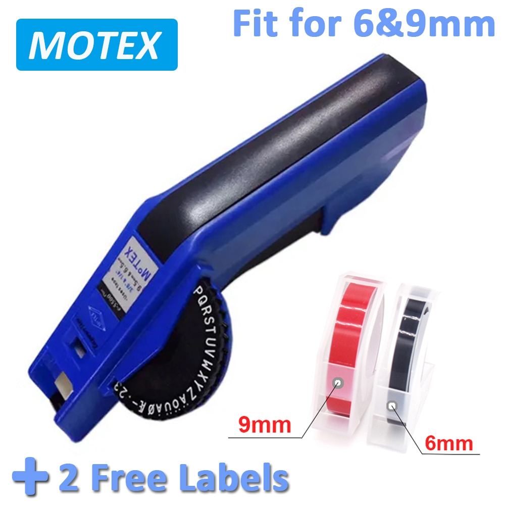 Motex E-5500 manual labeling machine for 9mm and 12mm DYMO 3D embossed PVC plastic label tapes