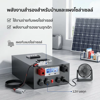 แบตเตอรี่ลิเธียม LiFePO4 12V 150Ah/200Ah BMS 100A มีจอแสดงผล พร้อมเครื่องชาร์จ สำหรับโซลาร์ แคมป์ปิ้ง RV