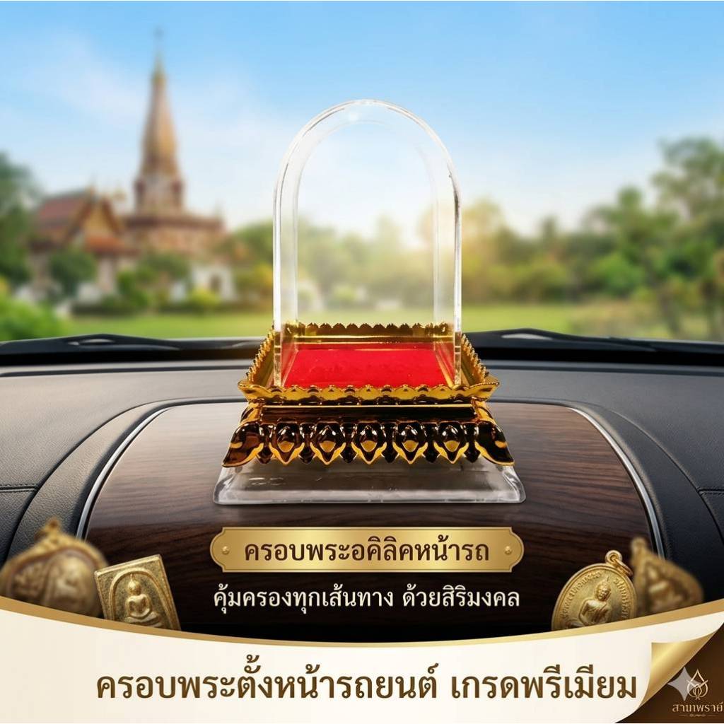 ครอบพระตั้งหน้ารถยนต์ ครอบพระอคิลิค มีทั้งหมด 3 ขนาด