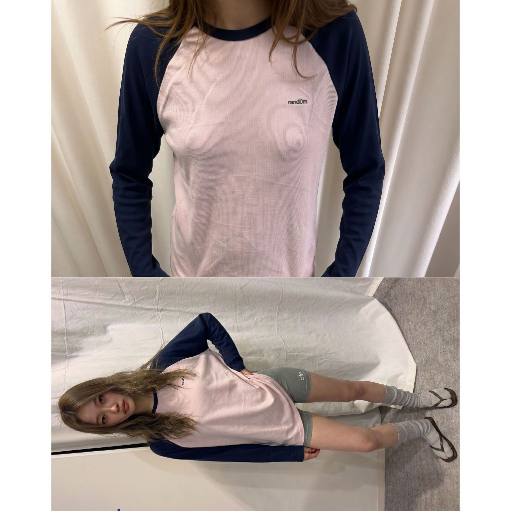 (พร้อมส่ง-เฉพาะสีชมพูจัดส่ง 10 June) rand0m piece - Random Raglan Long Sleeve Rib Tee เสื้อยืดผ้าร่อง แขนยาว