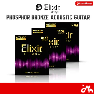 Elixir Phosphor Bronze Acoustic Guitar Strings สายกีต้าร์โปร่ง/12-53/11-52/10-47