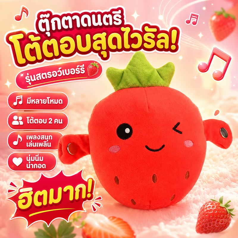 ของเล่นกล้วยสุดคิ้วท์ ตุ๊กตากล้วยมีเซนเซอร์เล่นเพลงได้ ดีไซน์น่ารักตอบสนองสนุกสนาน ตุ๊กตานุ่มเสริมพัฒนาการ ของเล่นเด็ก