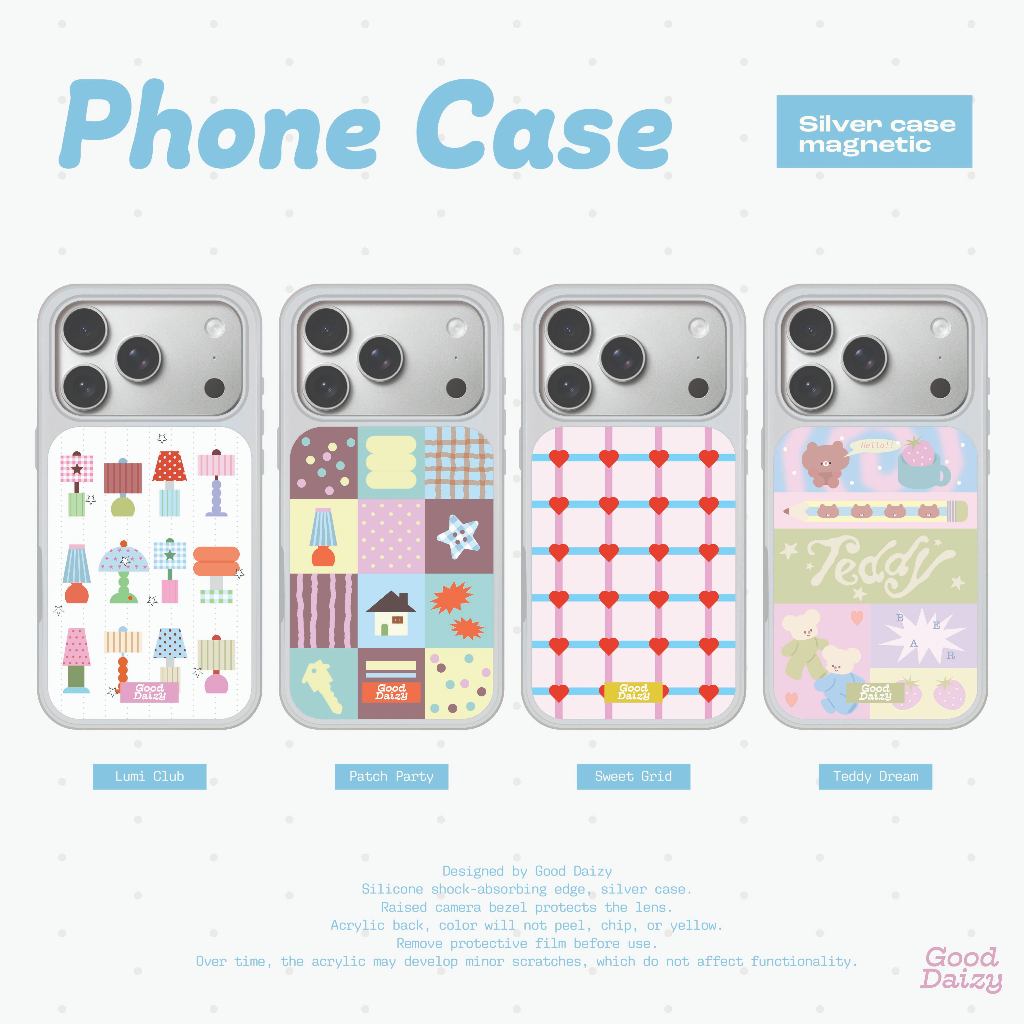 (พร้อมส่ง) Good Daizy Silver Phone Case  (แม่เหล็ก) เคสไอโฟน เคสขอบเงิน