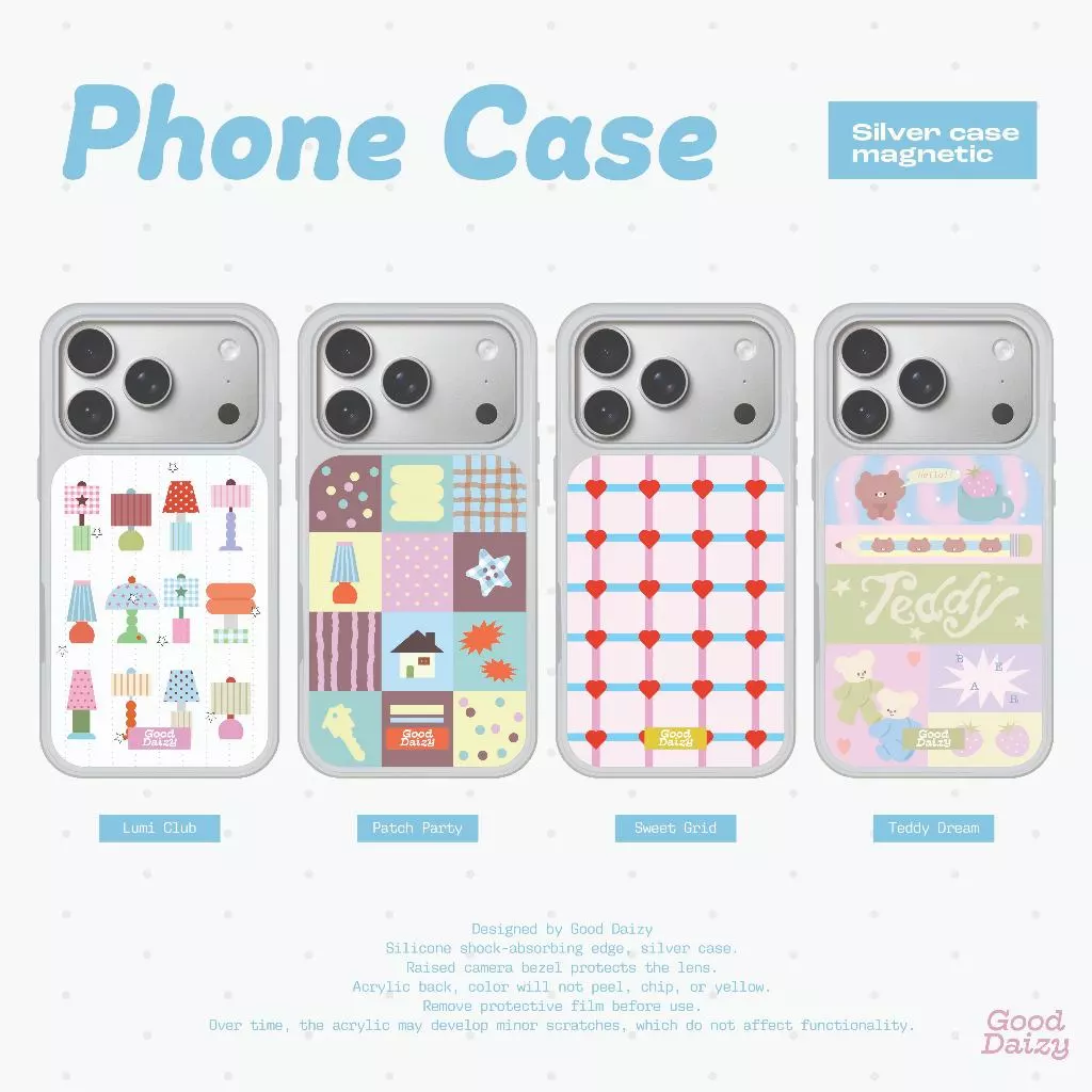ยังไม่มีกำหนดเติมสต็อกGood Daizy Silver Phone Case (แม่เหล็ก) เคสไอโฟน เคสขอบเงิน