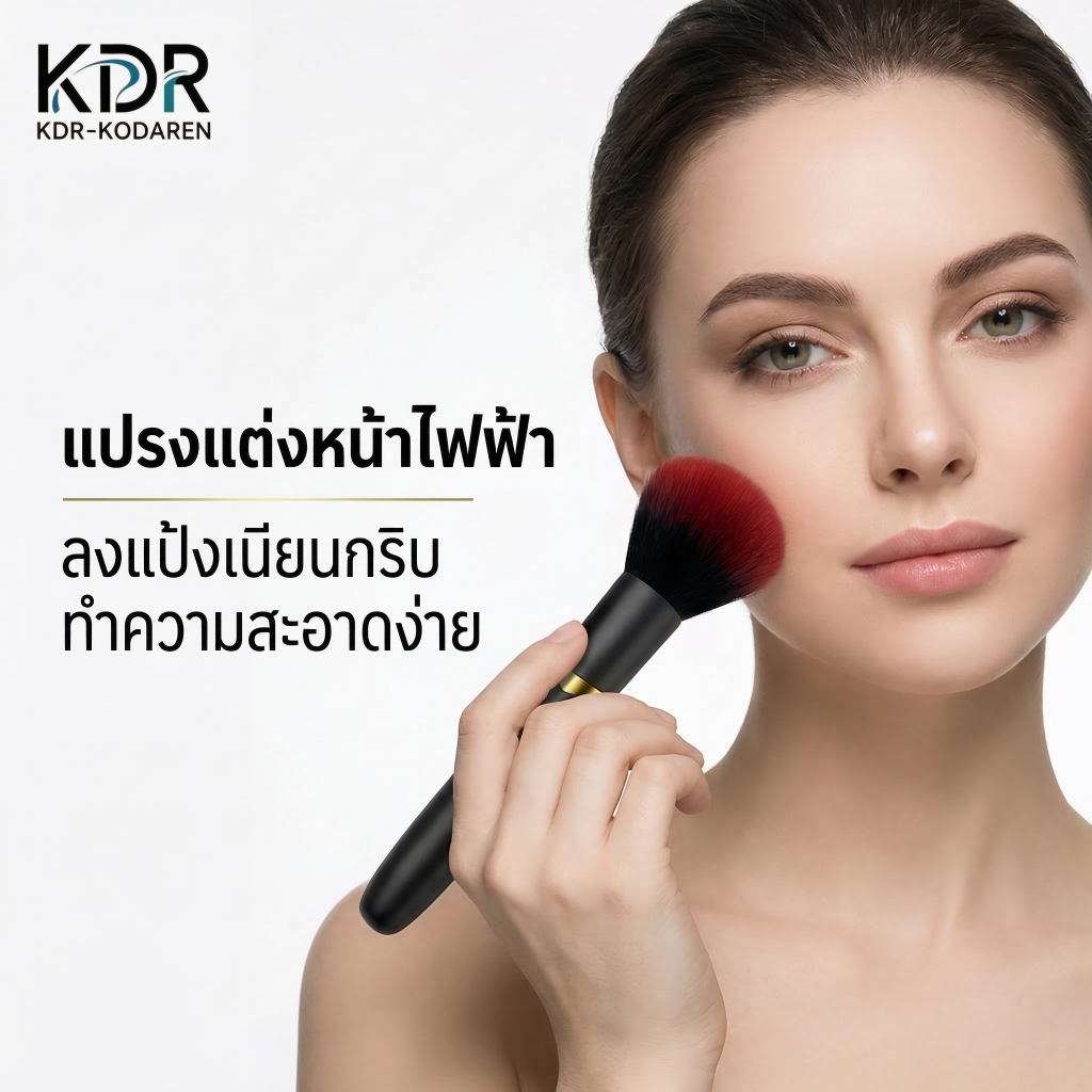 [แปรงแต่งหน้าไฟฟ้าแบบใหม่] หัวแปรงนุ่มพิเศษช่วยคว้าแป้งและแต่งหน้าดีไซน์ไฟฟ้าทําความสะอาดง่ายของขวัญใกล้ชิดสําหรับผู้หญิ