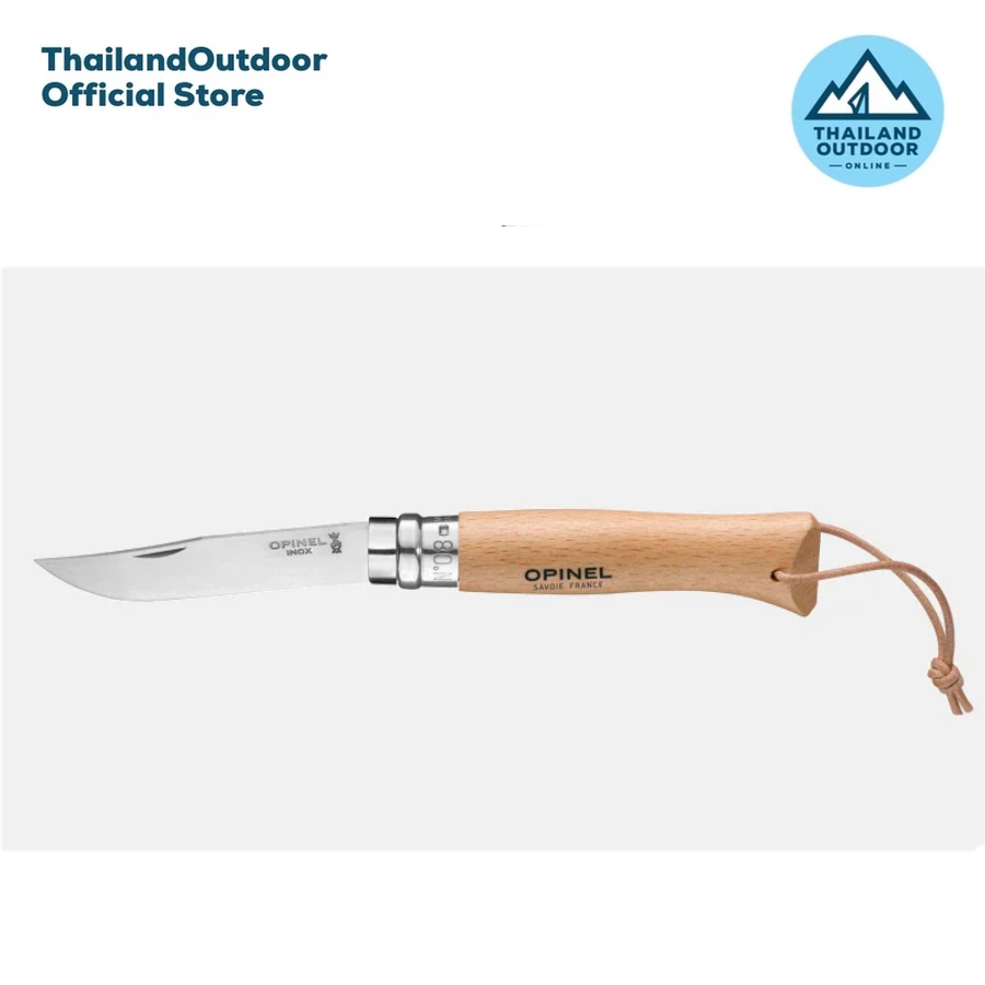 Opinel No.08 Stainless Steel + Leather Lace (1321)