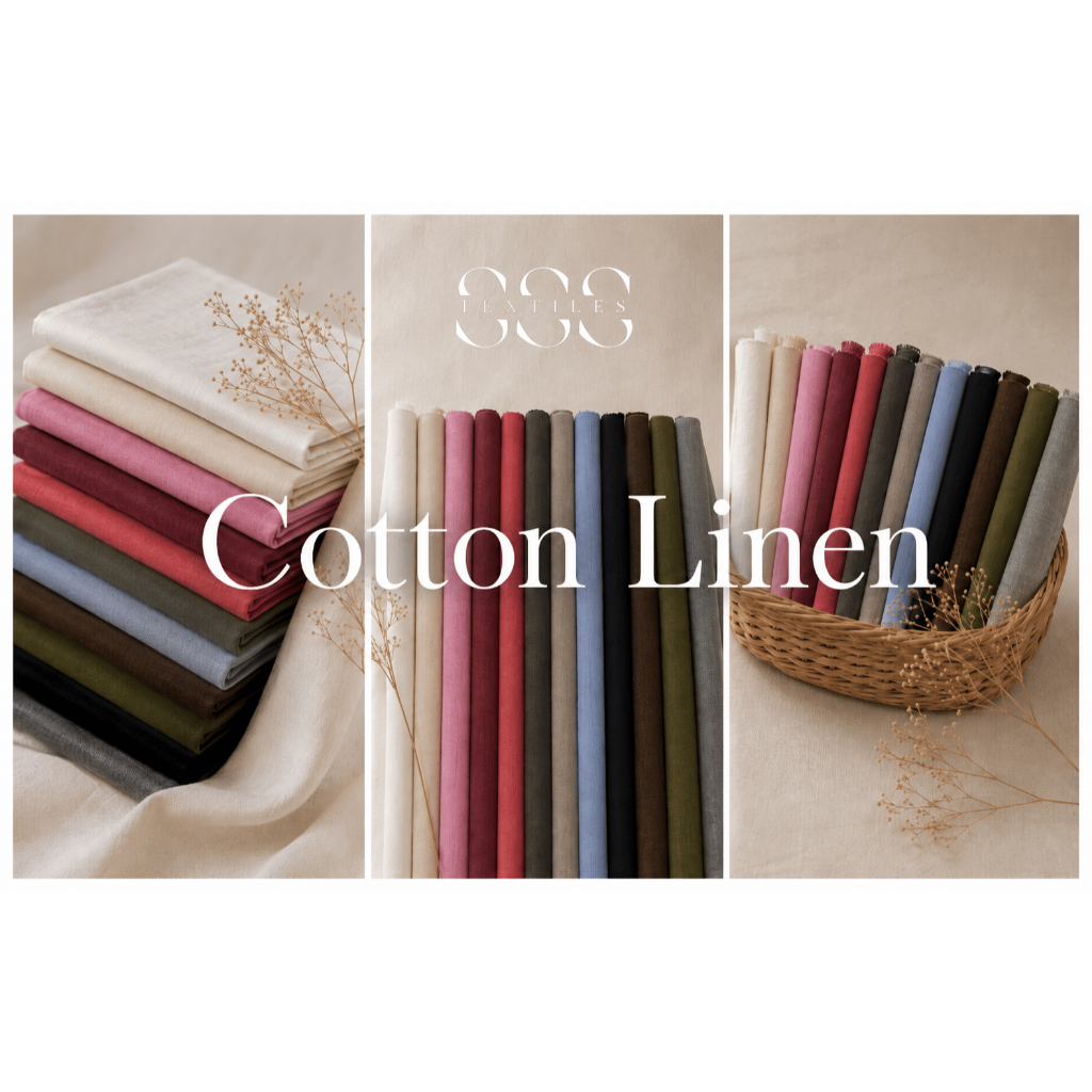✨ ผ้า Cotton Linen ลินินคอตตอน พรีเมียม เนื้อนุ่ม ไม่ร้อน ระบายอากาศดี ผ้าตัดเสื้อ เสื้อเชิ้ต กางเกง ✨