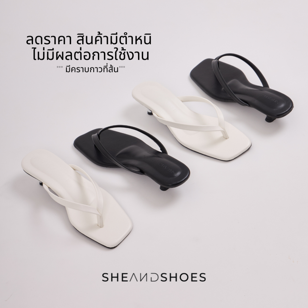 "ลดราคาสินค้ามีตำหนิ" รองเท้าส้นสูง 1 นิ้ว ทรงคีบ [Sz.36-43] ใส่สบาย สายนิ่ม พื้นนิ่ม
