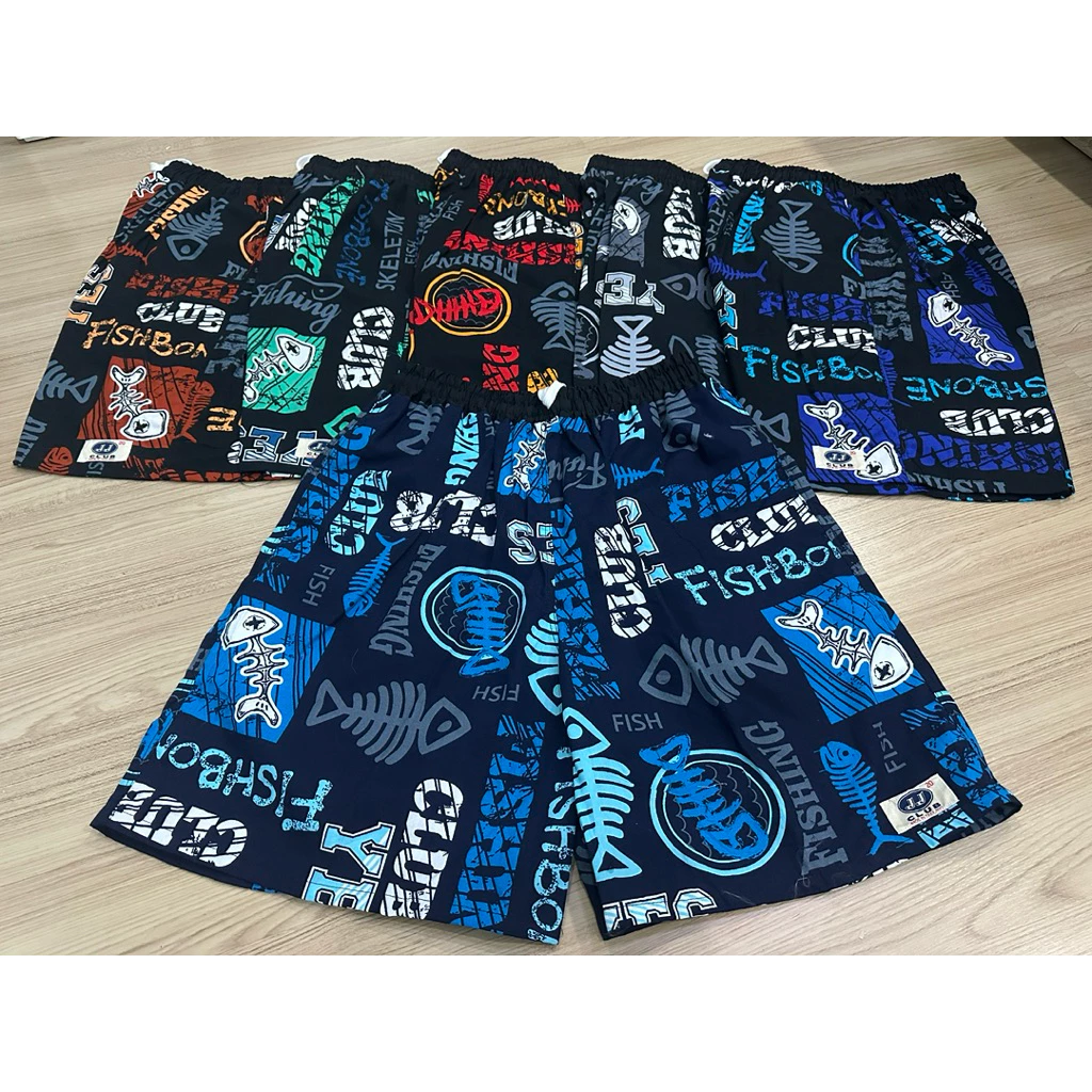 กางเกงเจเจขาสั้น JJ ลายก้างปลาคลับ 3 ตัว / 6 ตัว ผ้าคอตตอน นิ่ม เบาใส่สบาย คุ้มราคา