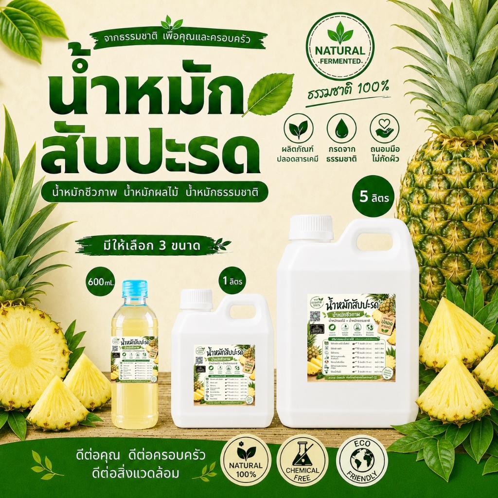 💦น้ำหมักสับปะรด💦 ขนาด 600 ml. / 1 ลิตร / 5 ลิตร หัวเชื้อน้ำหมักสับปะรด น้ำหมักชีวภาพ น้ำหมักผลไม้ น้ำหมักธรรมชาติ หัวเชื