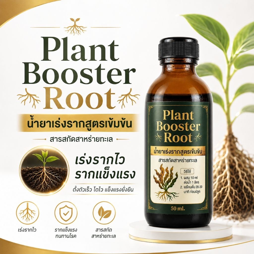 อาหารเสริมพืช Plant Booster Root ส่งเสริมการแตกรากใหม่ ลดการชะงักหลังปลูก สำหรับไม้ด่าง บอนไซ แคคตัส