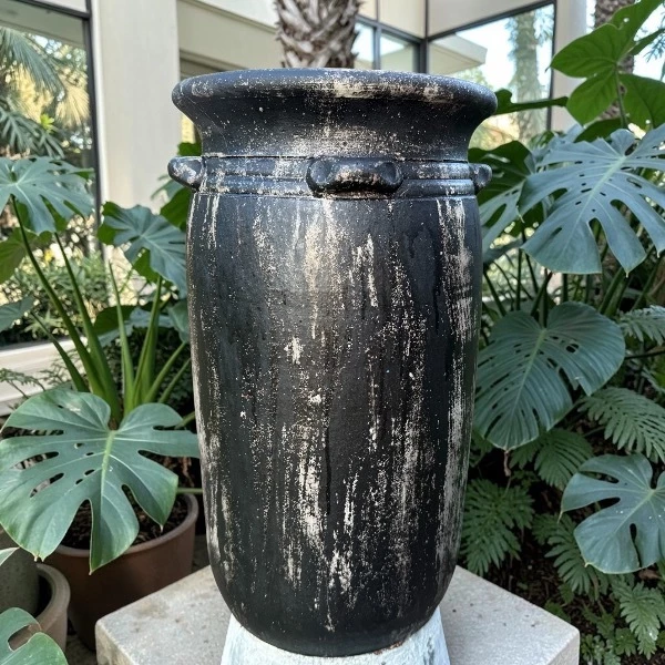 Flowerpot กระถางดินเผาทรงตรงปากแบน วินเทจสไตล์ มีหู 4 หู ขนาด 26 x 47 cm. ใช้ทำเป็นที่ใส่เก็บร่มได้