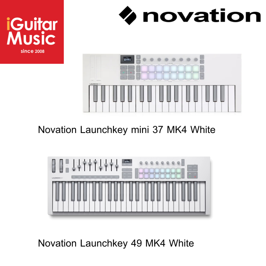 MIDI คีย์บอร์ด Novation Launchkey MK4 สำหรับ Ableton Live และโปรแกรม DAWs อื่นๆ (สีขาว)