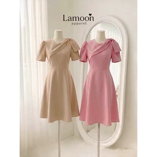 [พร้อมส่ง] Sherlyn dress เดรสแต่งโบว์ไหล่ข้างเดียว ป้าย VERA ชุดไปงานแต่ง ชุดไปคาเฟ่ by Lamoon apparel