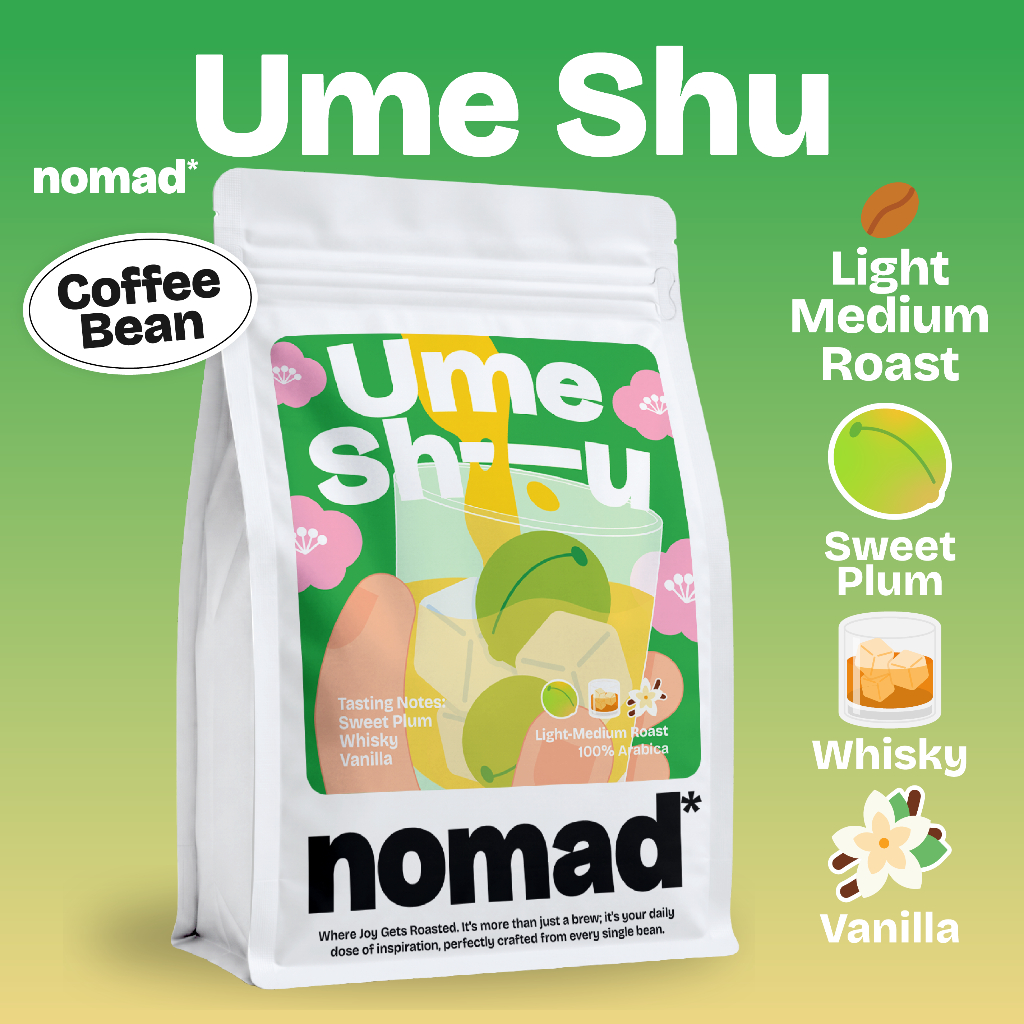 nomad* Coffee เมล็ดกาแฟคั่ว Umeshu คั่วอ่อนกลาง กาแฟเหล้าบ๊วย วิสกี้ Barrel Aged บดฟรี Honduras Thai