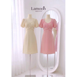 [พร้อมส่ง] Angel dress - เดรสทรงเอแต่งจีบอก ป้าย VERA ชุดไปงานแต่ง ชุดไปคาเฟ่ ผ้าบาร์บี้ by Lamoon Apparel