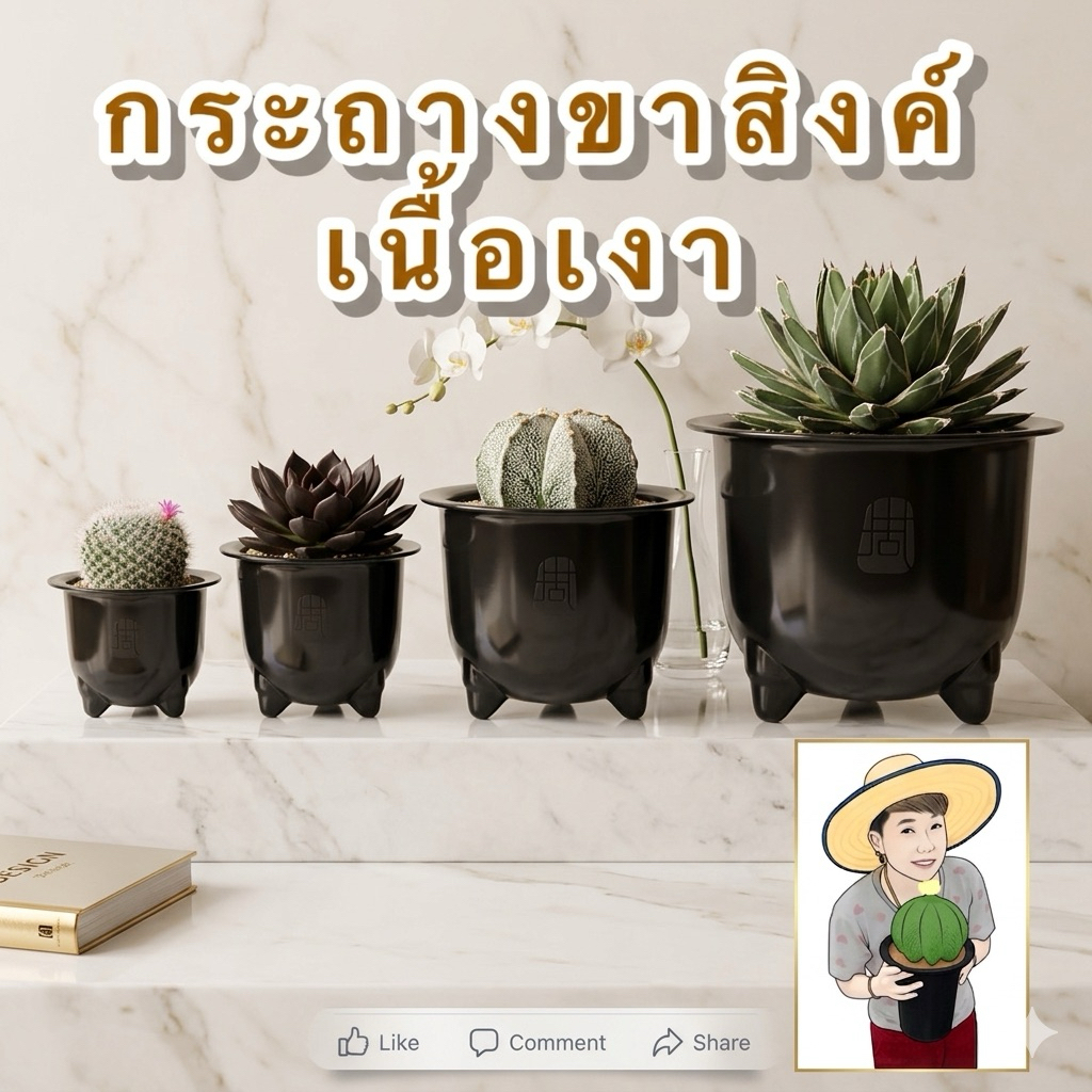 กระถางขาสิงค์เนื้อเงา