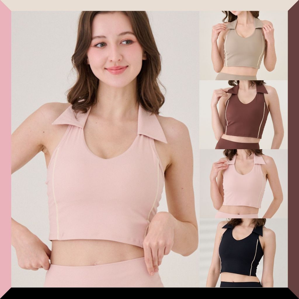 Darlyn - Grace Top Bra สปอร์ตบราคอปกผู้หญิง ทรงครอป ผ้ายืด ซัพพอร์ตดี ใส่ฟิตเนส โยคะ *มีพลัสไซส์*