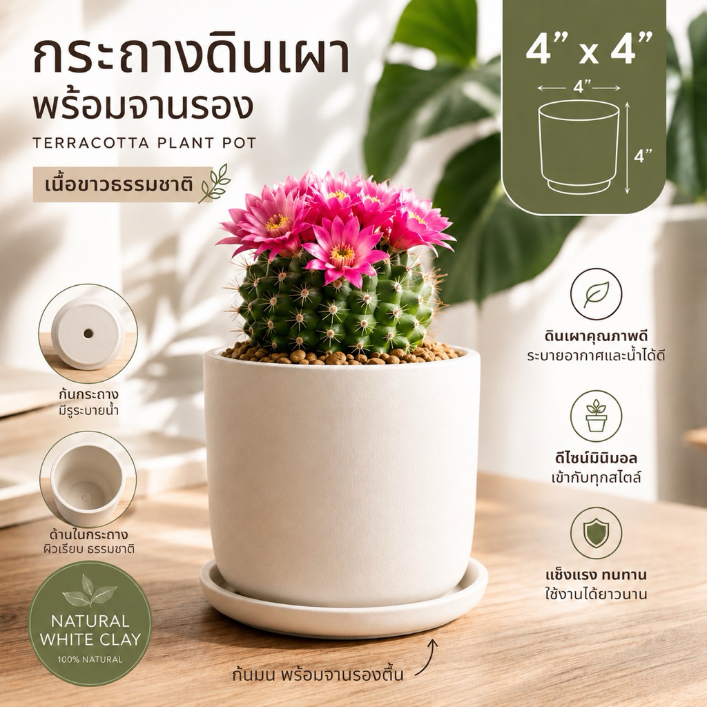 กระถางดินเผาทรงกระบอก 4“*4”ยกโหล