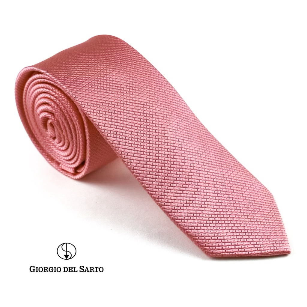 Giorgio Del Sarto Silk Necktie 6 cm Pink Fabric Texture เนคไทผ้าไหมสีชมพูมีเท็กเจอร์