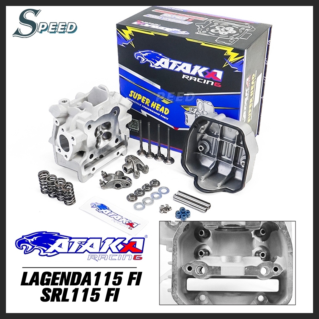 ATAKA ฝาสูบมีโอ4วาล์ว ฝาสูบแต่ง รูปแบบคลื่น Lagenda115 FI SRL115 FI พร้อมอุปกรณ์ครบชุด 19/22MM ส่งเร