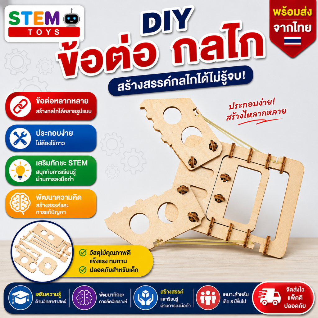 สิ่งประดิษฐ์ การทดลองวิทย์ DIY ข้อต่อ กลไก วิทยาศาสตร์ Stem ระดับประถมวัย พร้อมส่ง