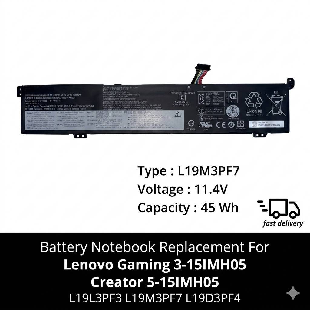 ส่งด่วน ส่งไว แบตเตอรี่ โน๊ตบุ๊ค L19M3PF7 Replacement for Lenovo Gaming 3-15IMH05 L19L3PF3 L19M3PF7 