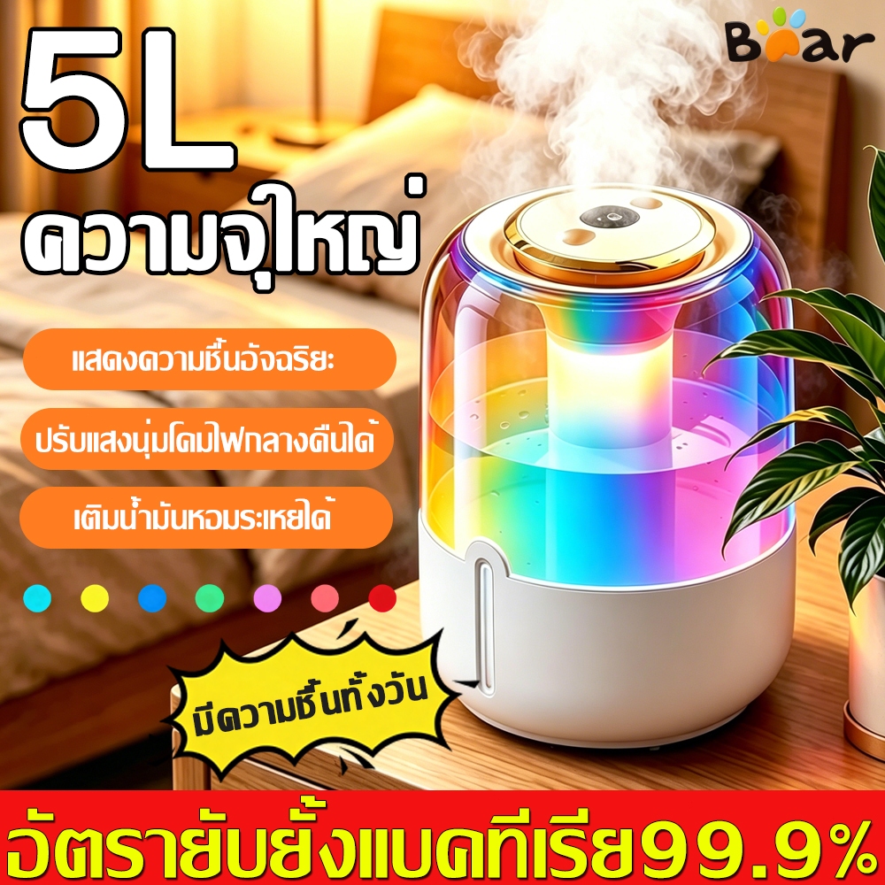 🔥ให้ความชุ่มชื้นตลอดวัน🔥2Lเครื่องพ่นอโรม่า ดีไซน์พ่นหมอก2รู เสียงเบา ตั้งปิดไฟอัตโนมัติได้12ชม.กันการไหม้แห้ง เครื่องพ่น