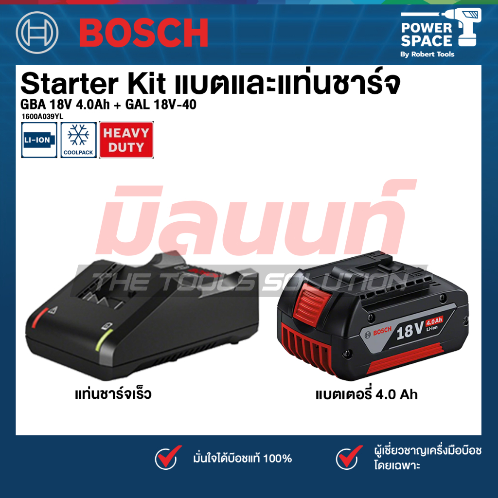 Bosch รุ่น 1600A039YL Starter Kit GBA 18V 4.0Ah + GAL 18V-40 (โปร)